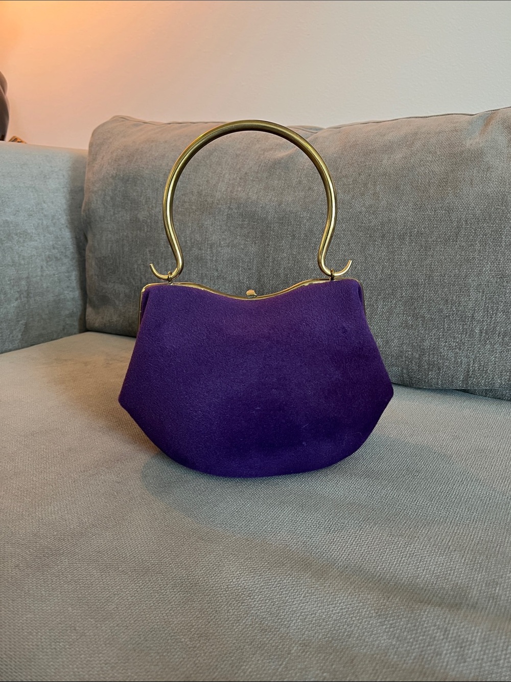 Vintage Morris Moskowitz Purple Wool Top Handle Frame Bag Khaite Lilith Style
